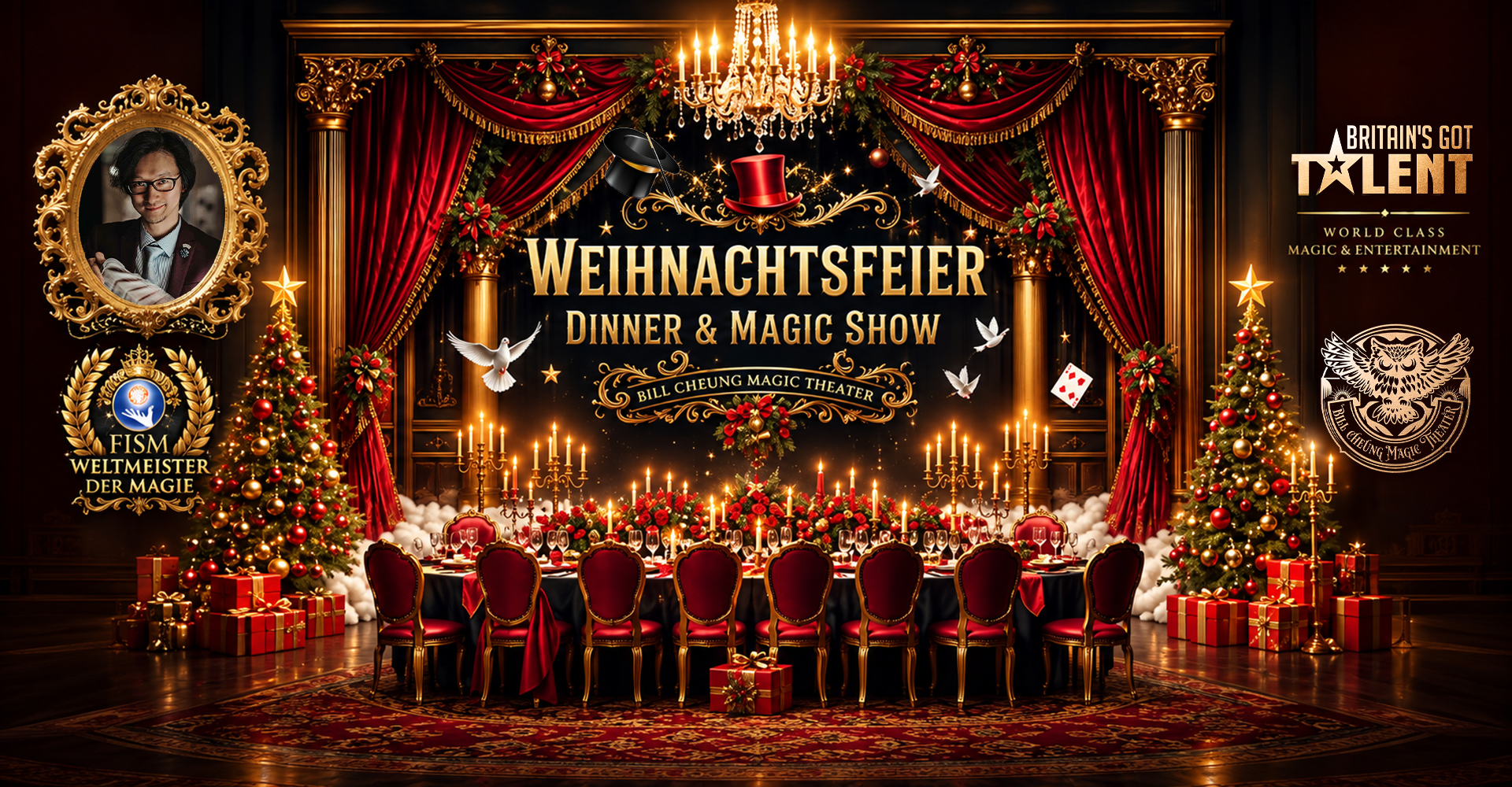Weihnachtsfeier: Dinner & Magic Show